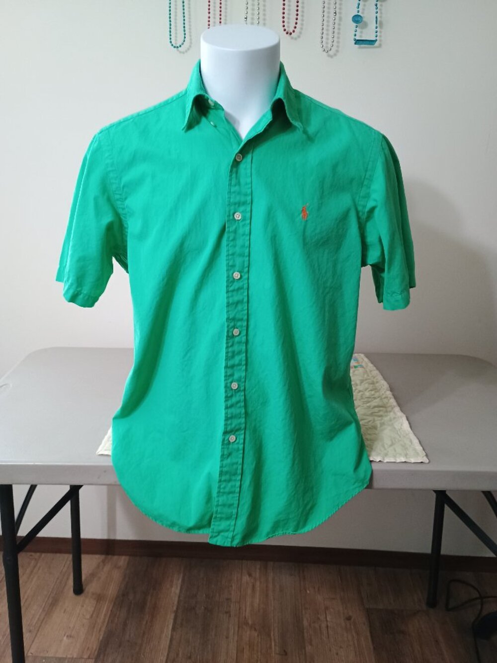 Ralph Lauren Classic Fit Short Sleeve Button Down Shirt Green Sz. Large